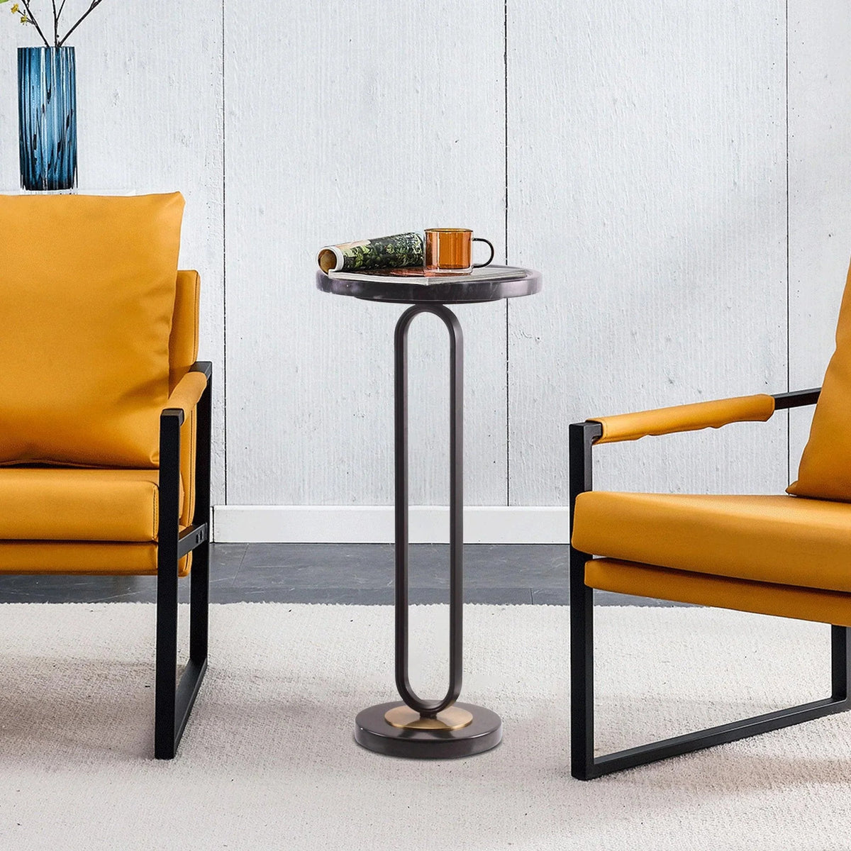 12" Black Round Side Table