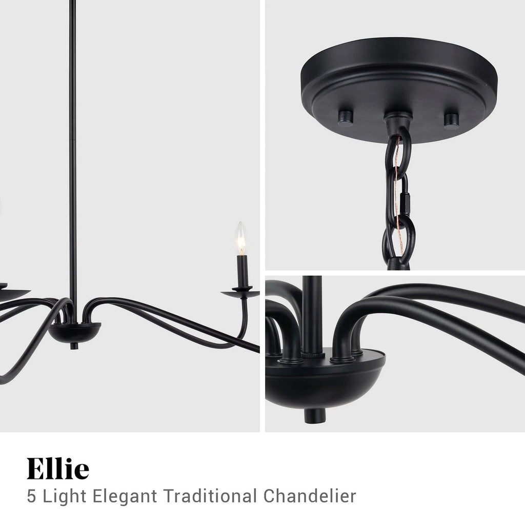 Ellie 5-Light Elegant Industrial Dimmable Chandelier
