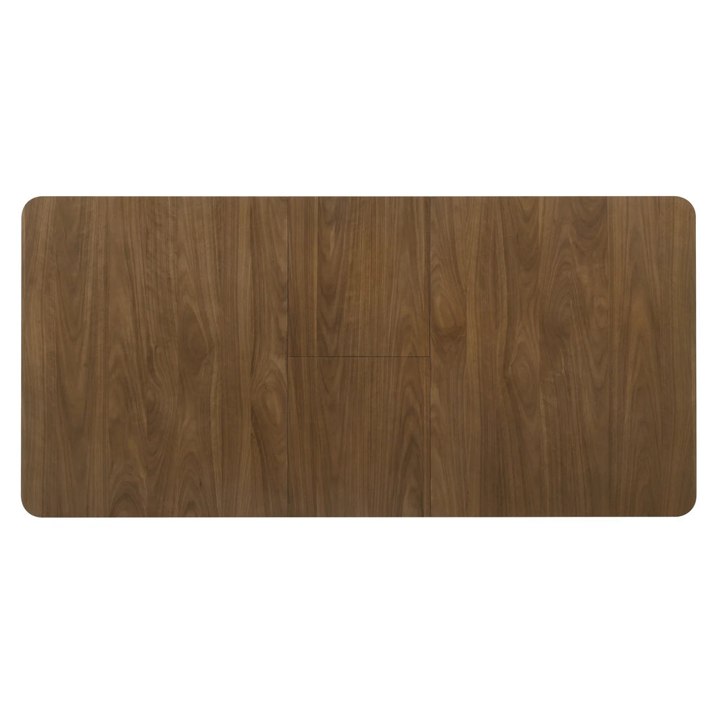 Raissa 74 Inch Walnut Rectangular Soft Rounded-Edge Extendable Wooden Dining Table with Side Chairs