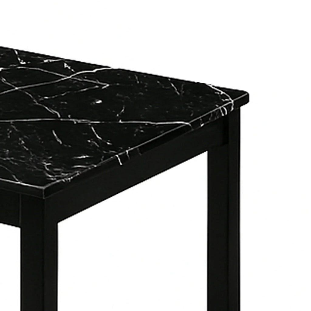 Findlay 3-Piece 47.5 in. Rectangle Faux Marble Top Coffee Table Set with Solid Wood Legs