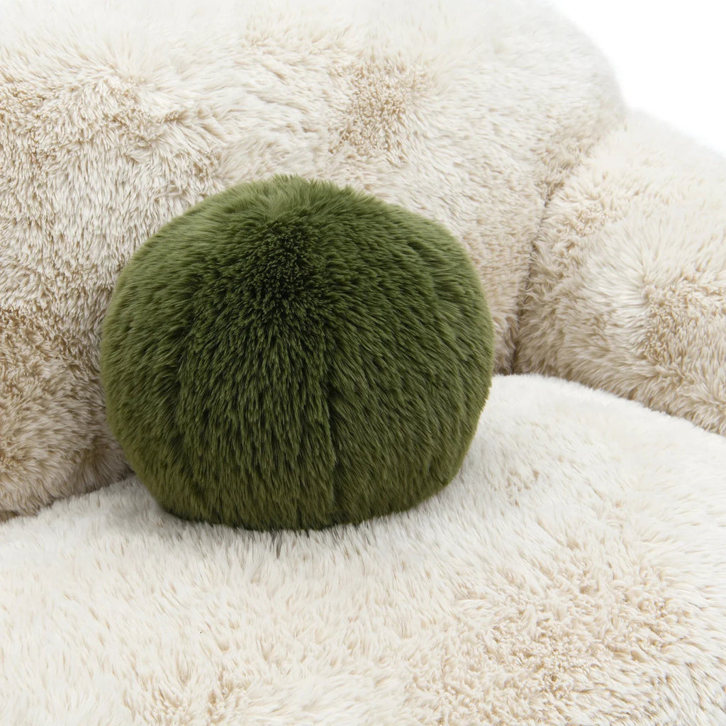 66 Inch Darwen Modern Faux Fur Loveseat with Ball Pillow