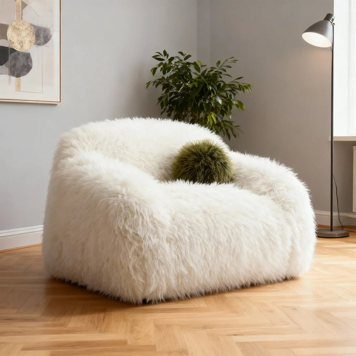 43 Inch Darwen Modern 360-Degree Swivel Chair with Ball Pillow