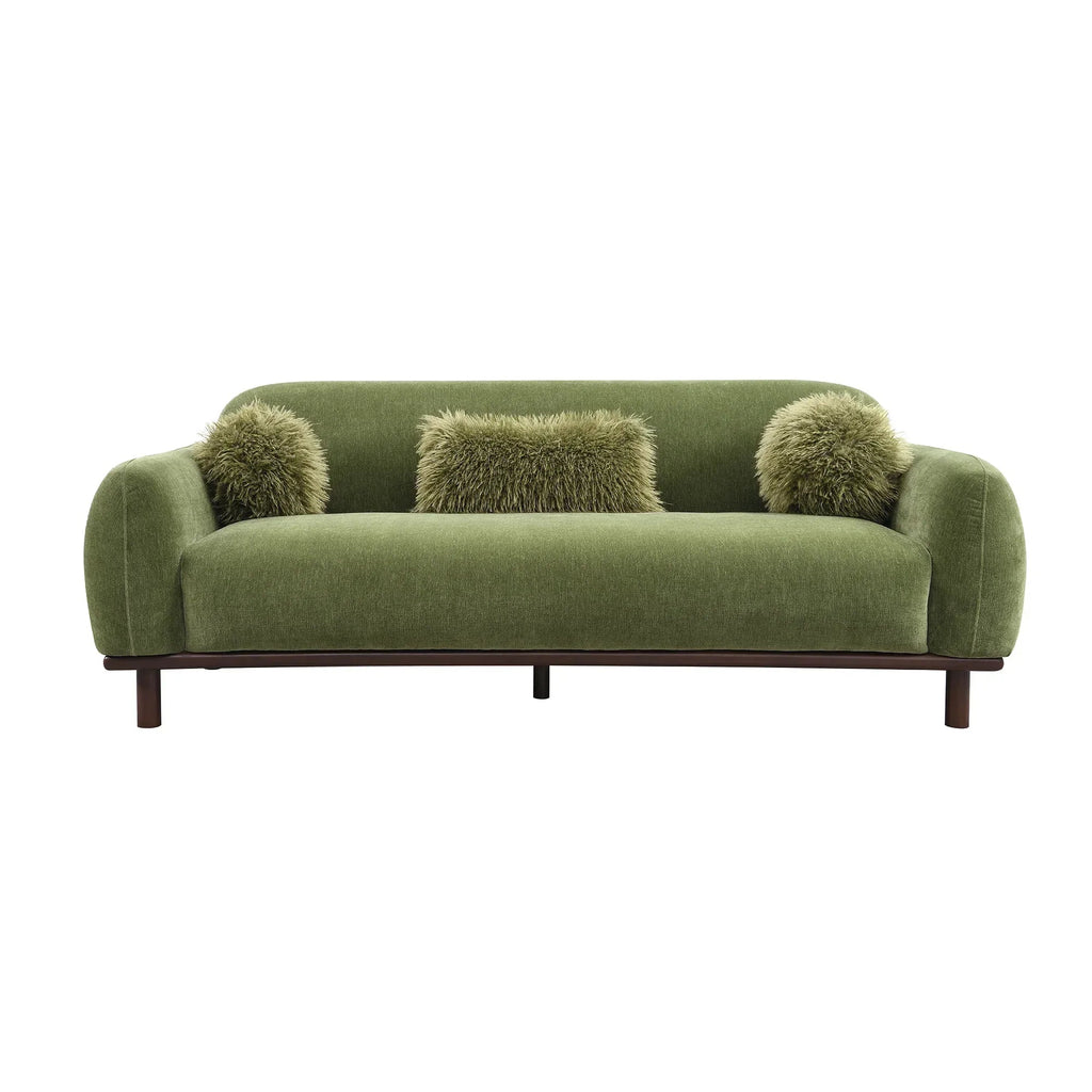 Mellone 84" Mid-Century Modern Chenille Sofa with 3 Pillows