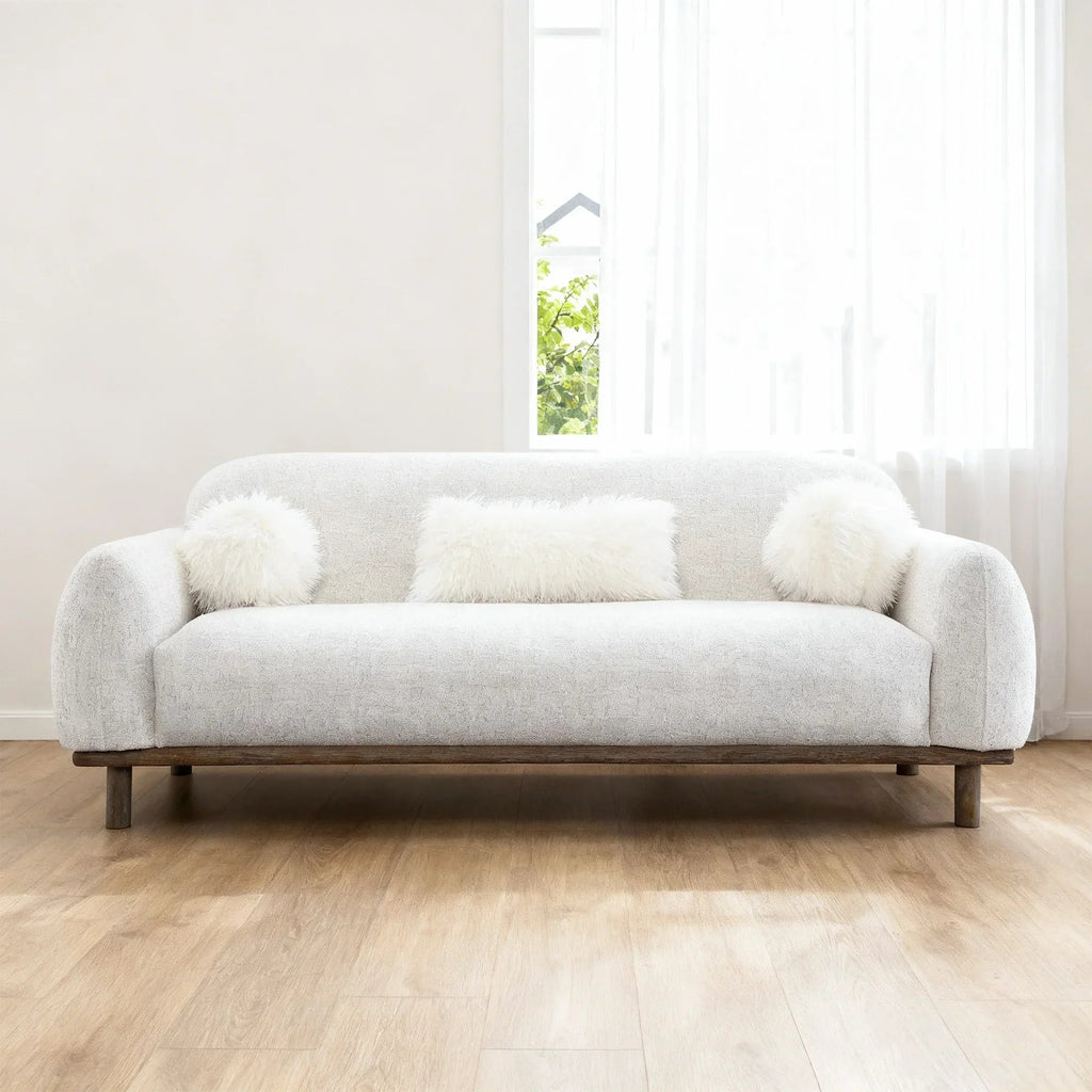 Mellone 84" Mid-Century Modern Chenille Sofa with 3 Pillows