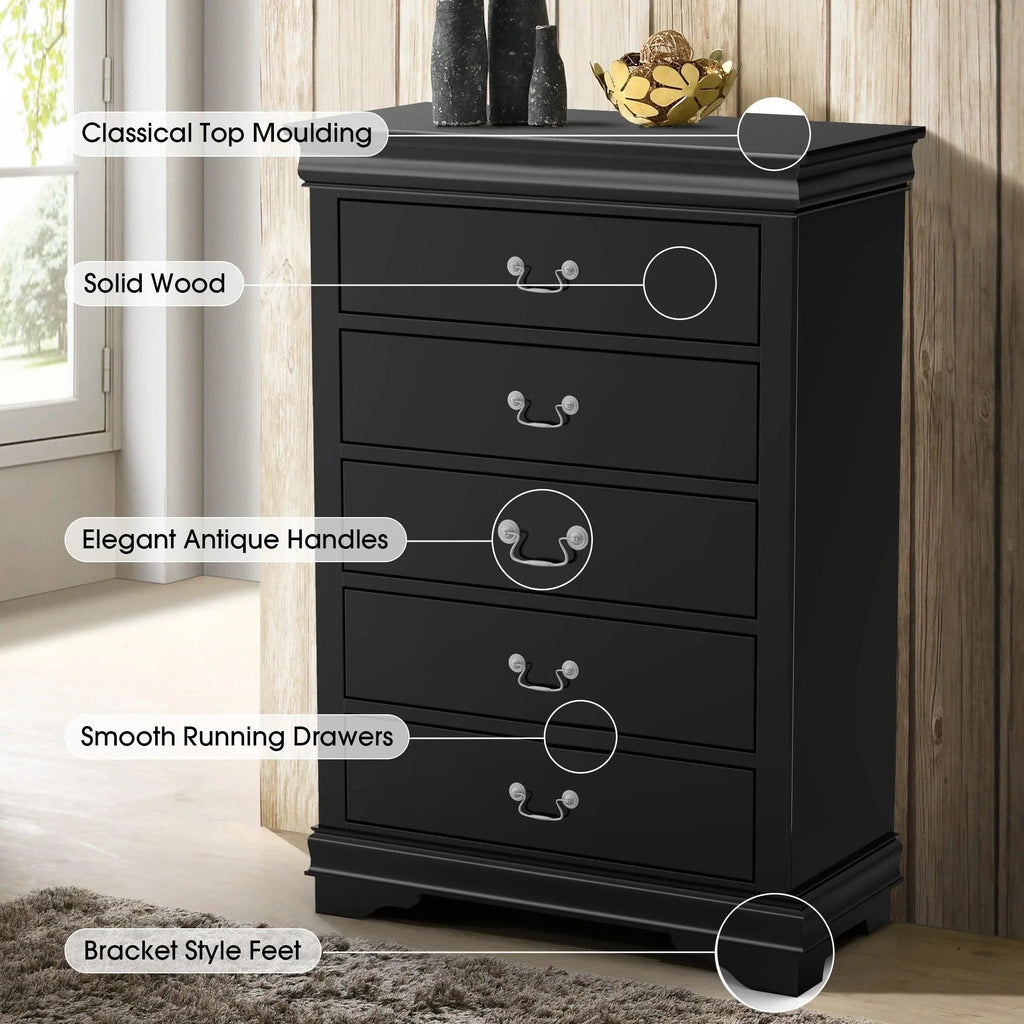 Transitional 5-Drawer 31.5 in. Wide Chest of Drawers with Bracket Feet
