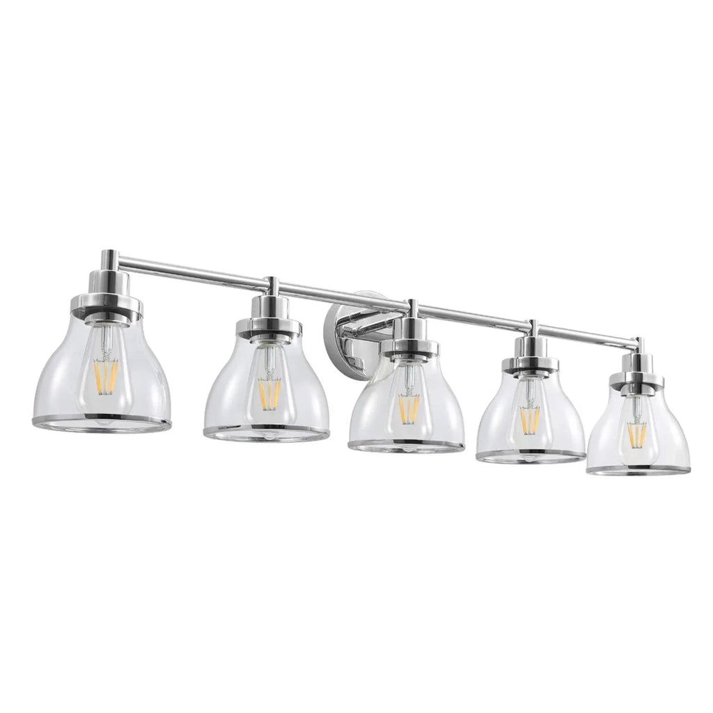 Hermosa Modern Polished Nickel & Black 5-Light Bathroom Vanity Light