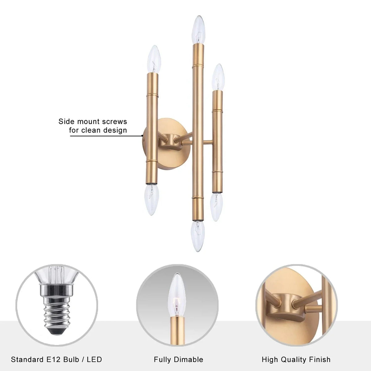 Ignis Mid-Century Modern Gold 6-Light Wall Sconce