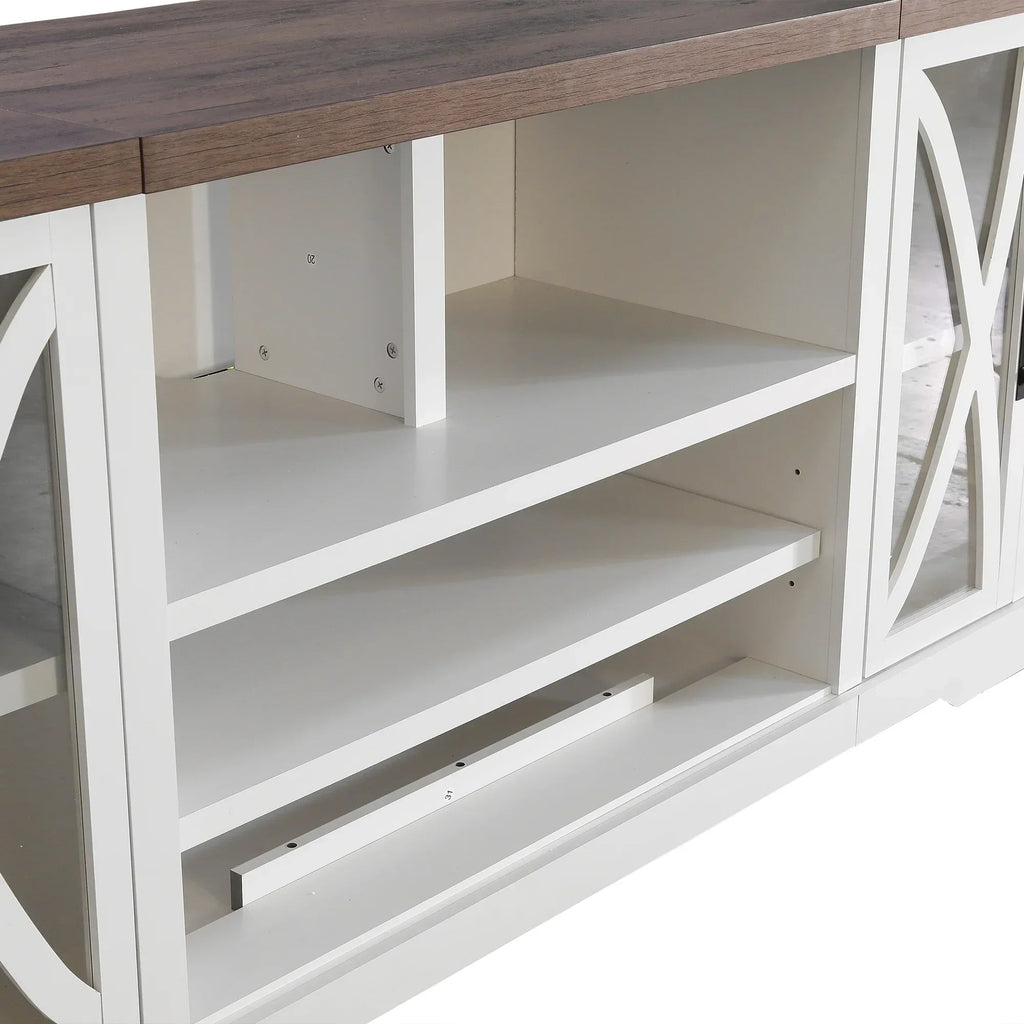 93 Inch TV Stand Storage Cabinets with 36 Inch Electric Fireplace for Living Room