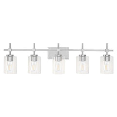Jasper Modern Brushed Nickel & Black Clear Glass 5-Light Bathroom Linear Vanity Light