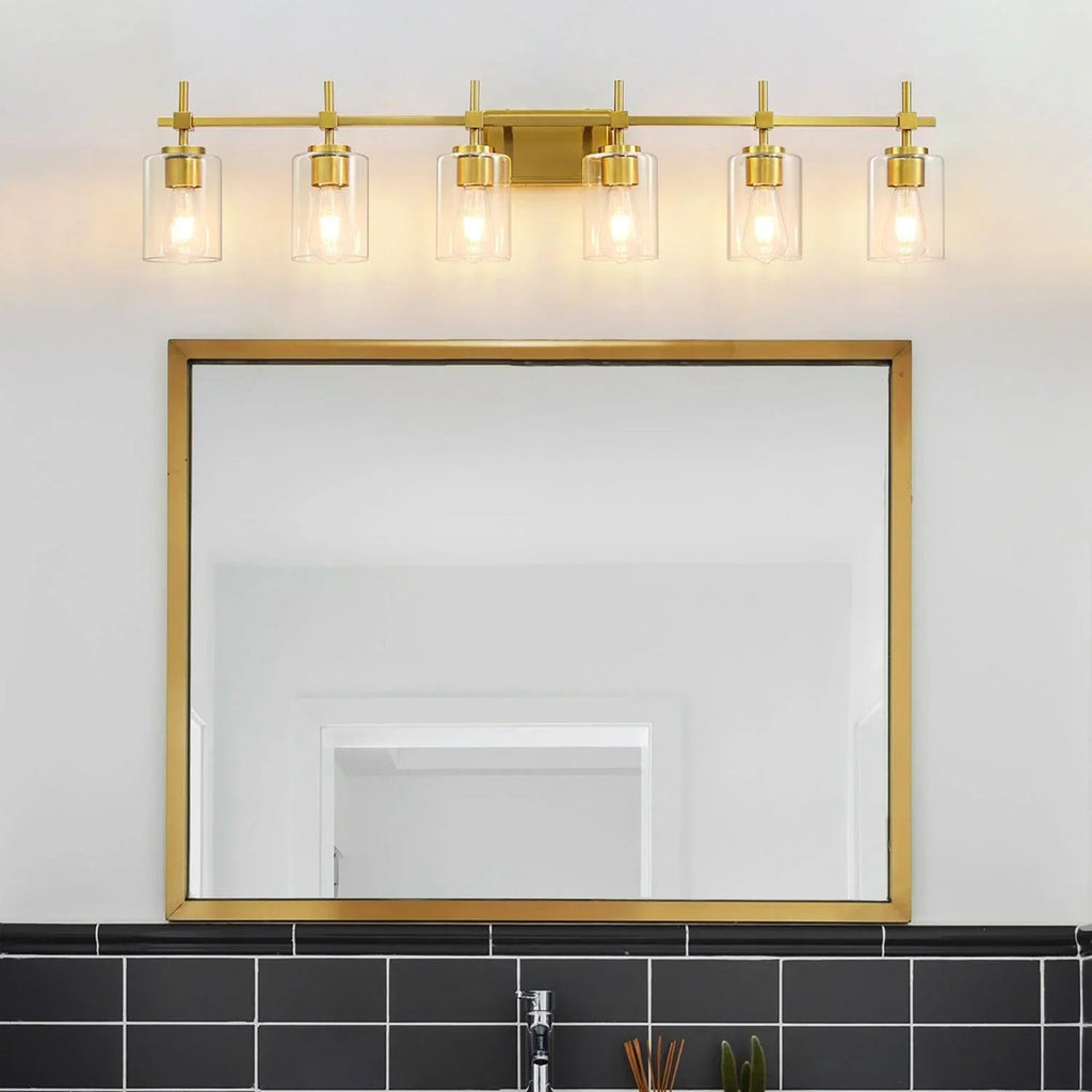 Jasper Modern Clear Glass 6-Light Bathroom Vanity Light