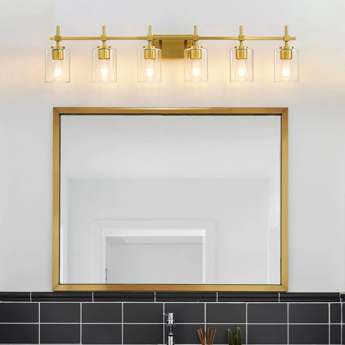 Jasper Modern Clear Glass 6-Light Bathroom Vanity Light