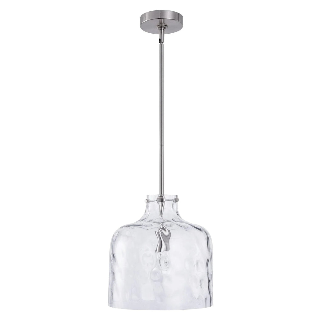 Kara Farmhouse 1-Light Textured Glass Nickel Island Pendant Light