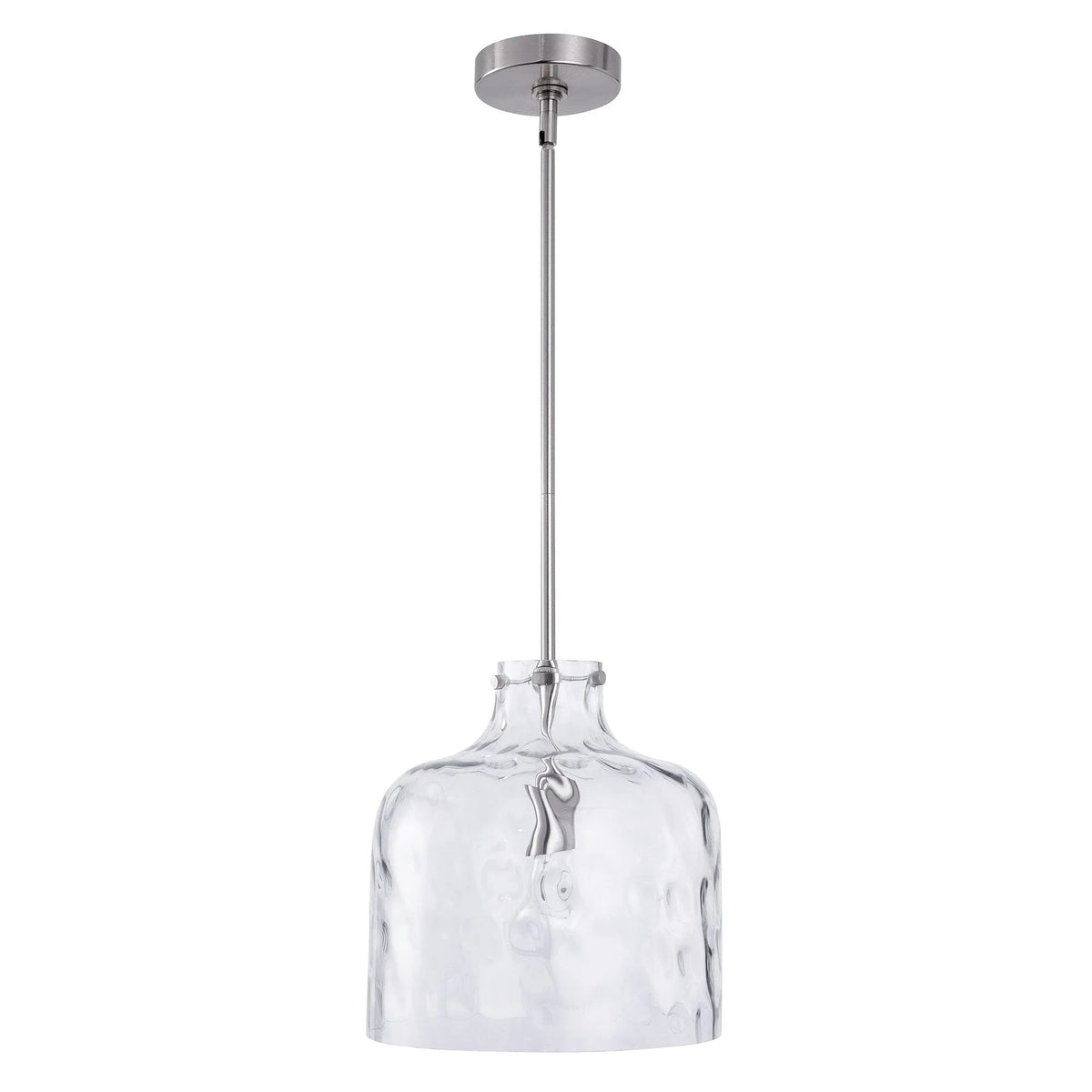 Kara Farmhouse 1-Light Textured Glass Nickel Island Pendant Light