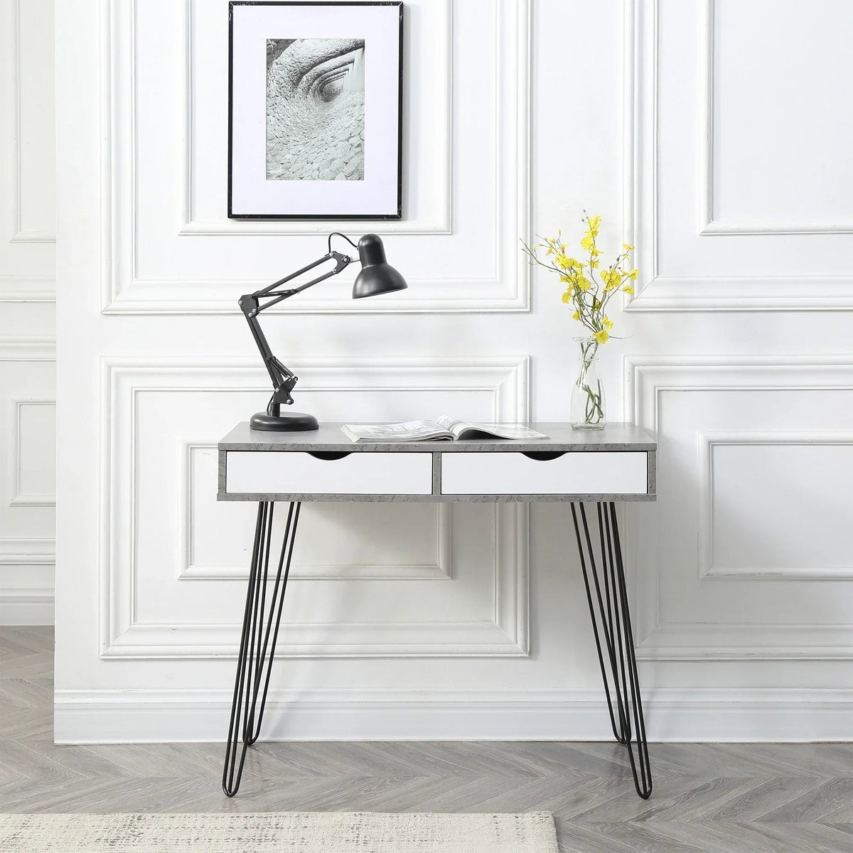 Laurel Small Desk with Drawers for Bedroom Home Office or Dorm