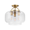Cara 3-Light Brushed Brass Semi-Flush Mount Ceiling Light