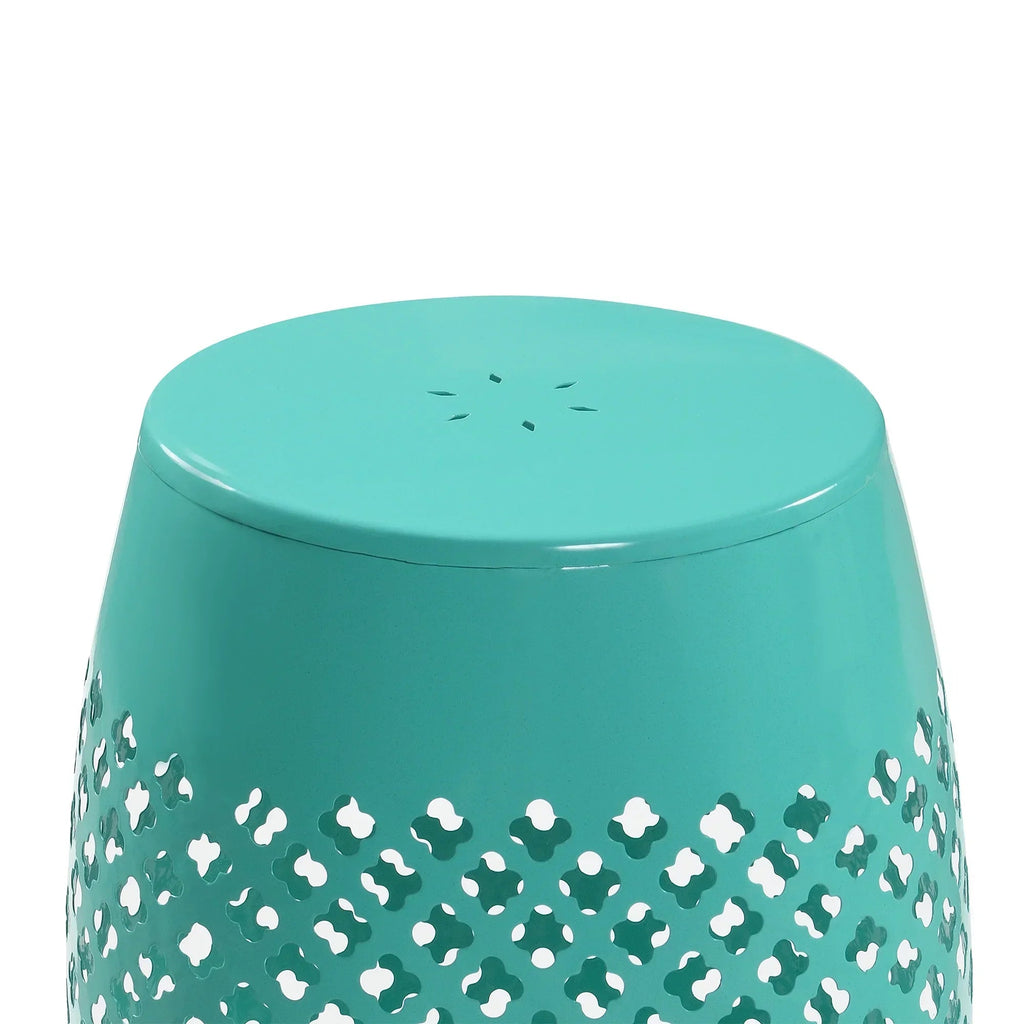 12" Green Iron Drum Side Table