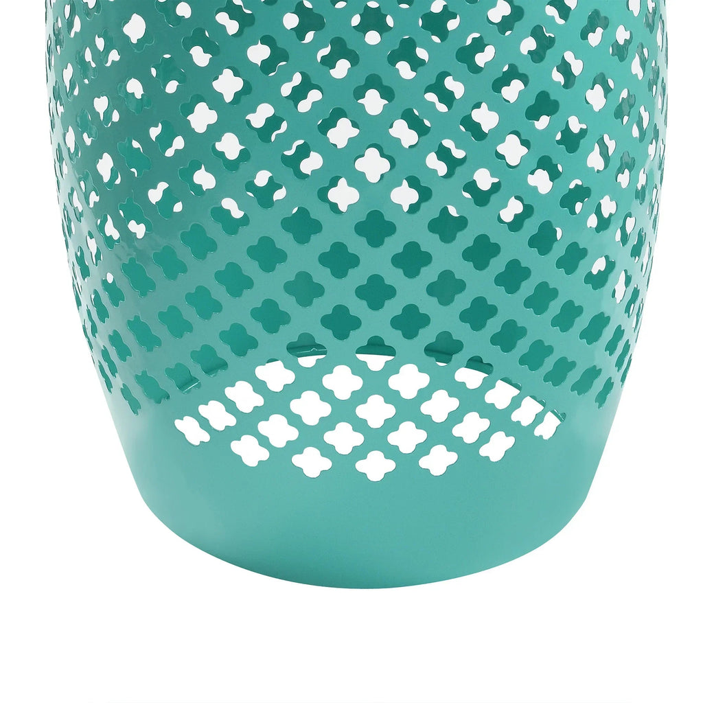 12" Green Iron Drum Side Table