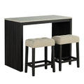 48" Modern Breakfast 1 Dining Table Set with 2 Stools for Apartment, Travertine Table Top