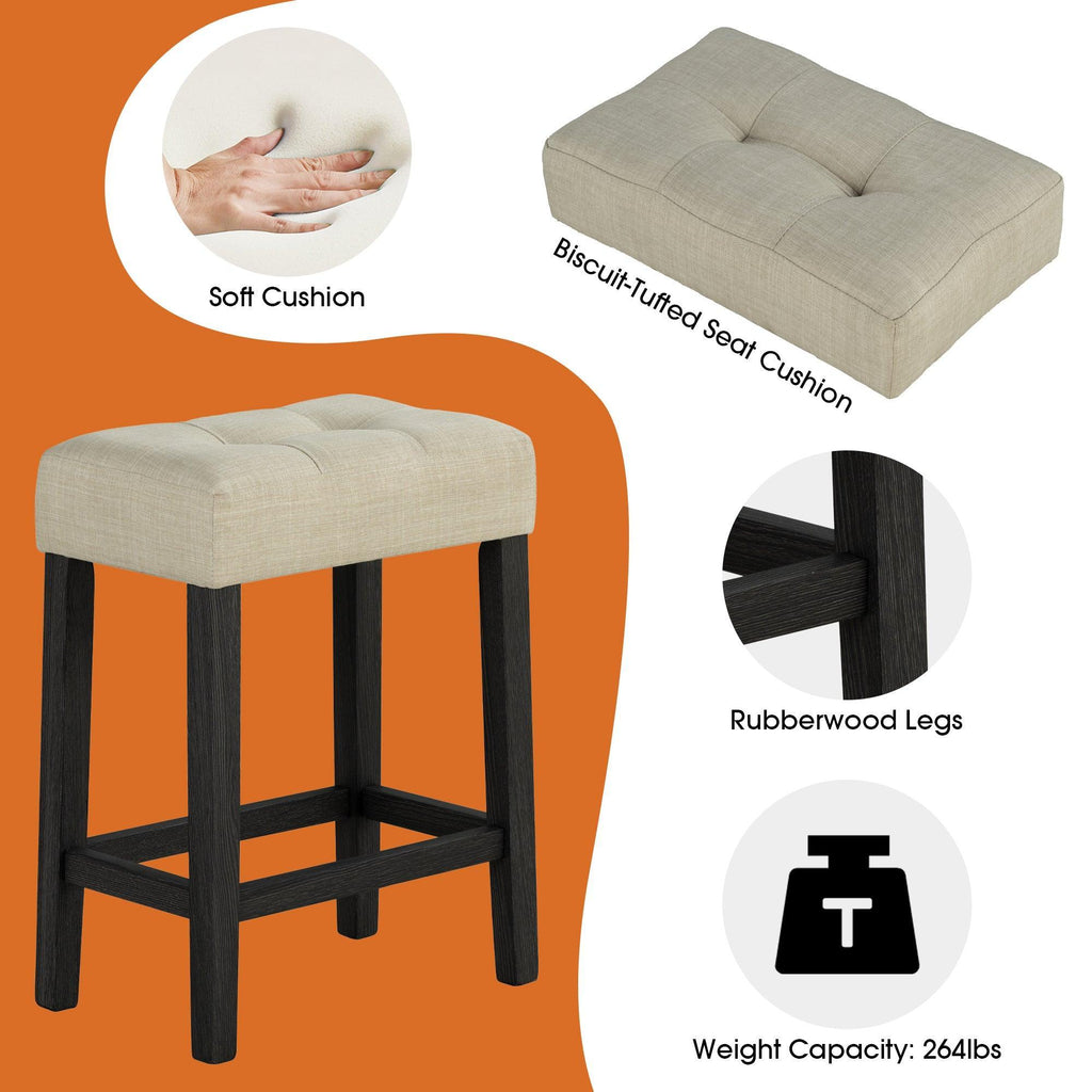 48" Modern Breakfast 1 Dining Table Set with 2 Stools for Apartment, Travertine Table Top