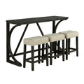 59" Rustic Dining&Bar Table Set with 3 Stools for Apartment, USB-A & USB-C Charging Ports