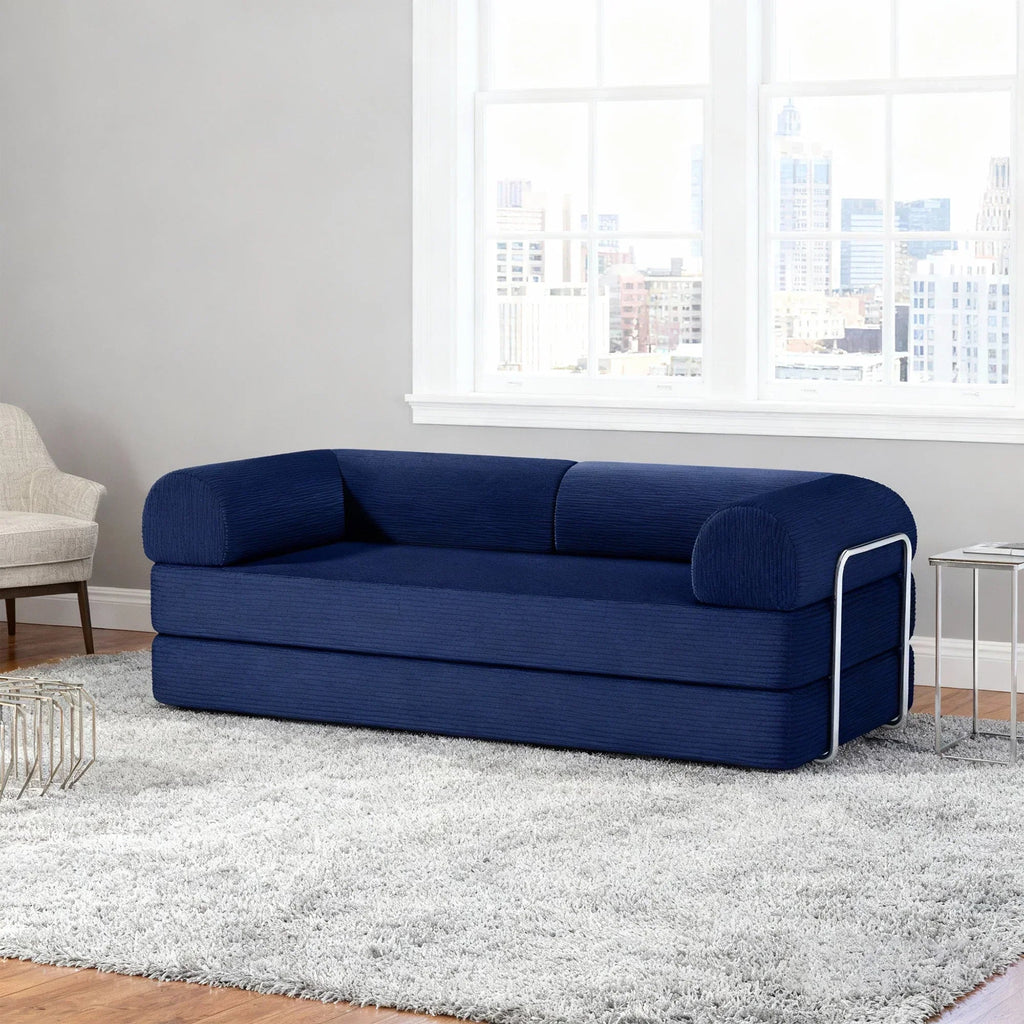 79 Inch Perri Corduroy Compressed Sofa Bed with Lumbar Pillow for Living Room, Office