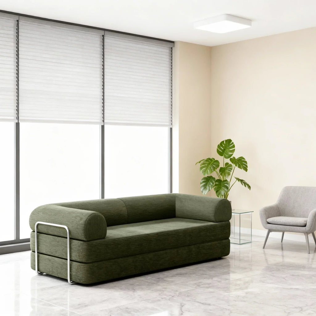 79 Inch Perri Corduroy Compressed Sofa Bed with Lumbar Pillow for Living Room, Office