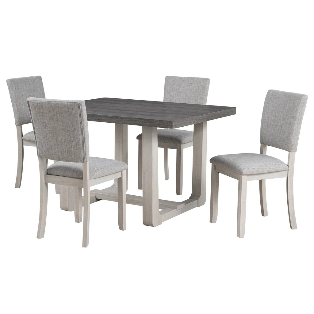 Sauro Gray Wood Top Rectangle Dining Table with Four Side Chairs