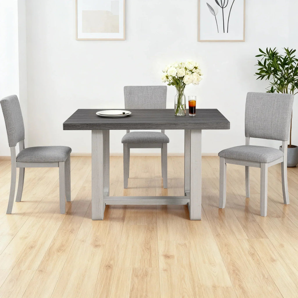 Sauro Gray Wood Top Rectangle Dining Table with Four Side Chairs