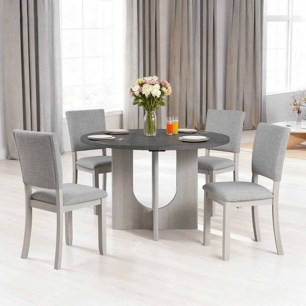 Oberto 47.3" Round Dining Table with Four Side Chairs