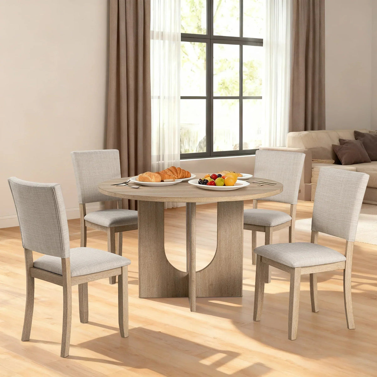 Oberto 47.3" Round Dining Table with Four Side Chairs