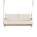 1-Piece Woven Rope Outdoor Swing Sofa with Soft Cushions Seating 2 for Patio, Courtyard and Balcony