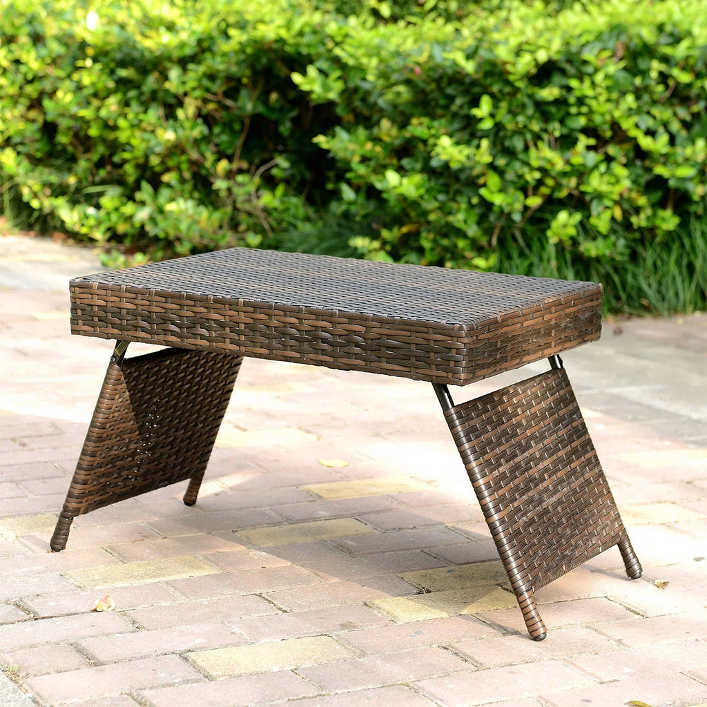 23.5" Portable Outdoor Folding Wicker Table