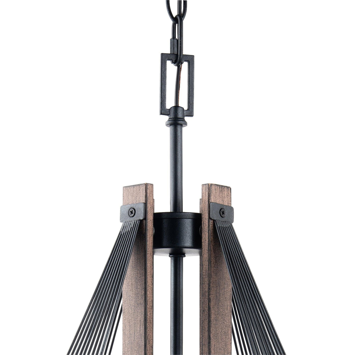 Zenith 4-Light Black & Wood Dimmable Island Pendant Light
