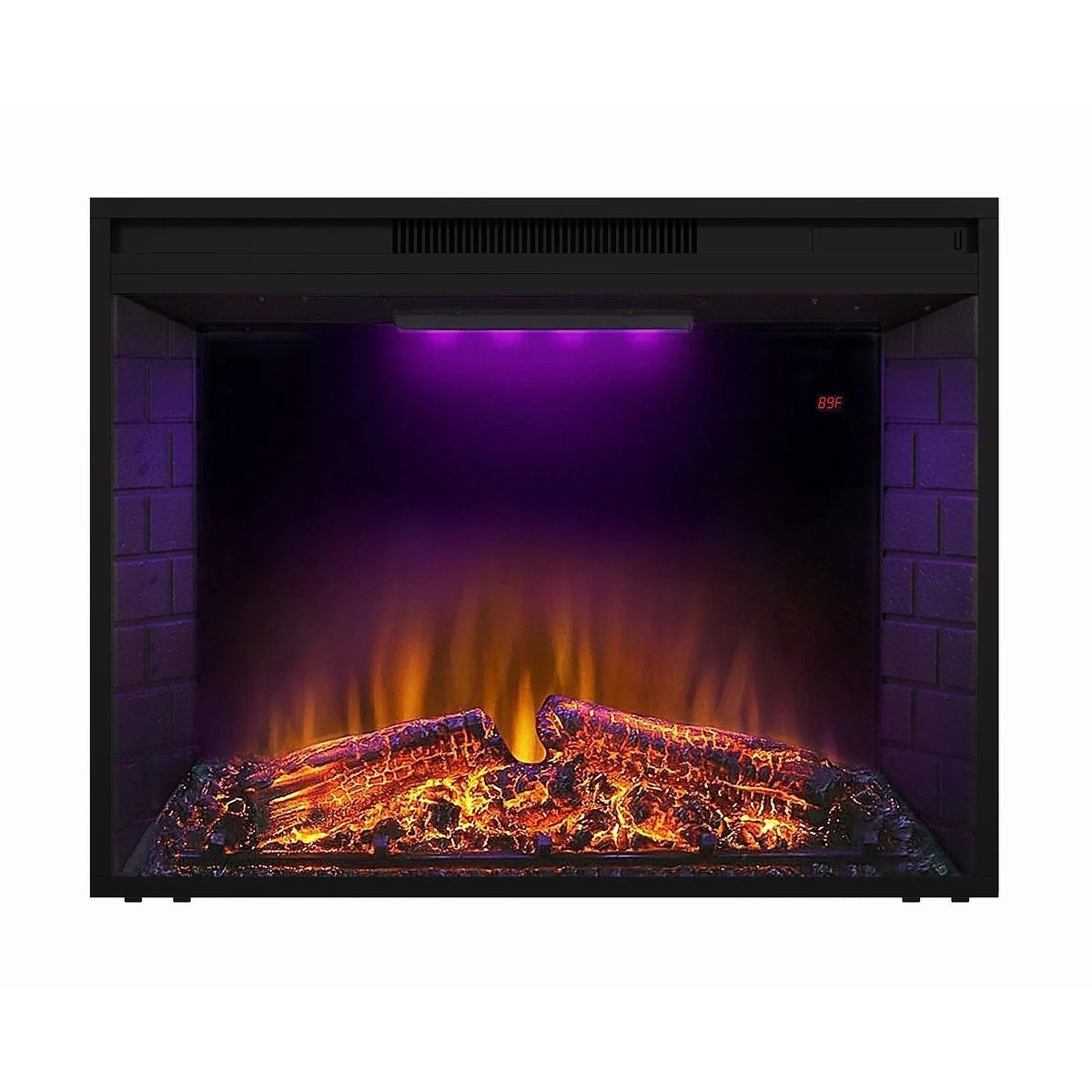 Black Electric Fireplace Heater Insert with Overheating Protection and Remote Control
