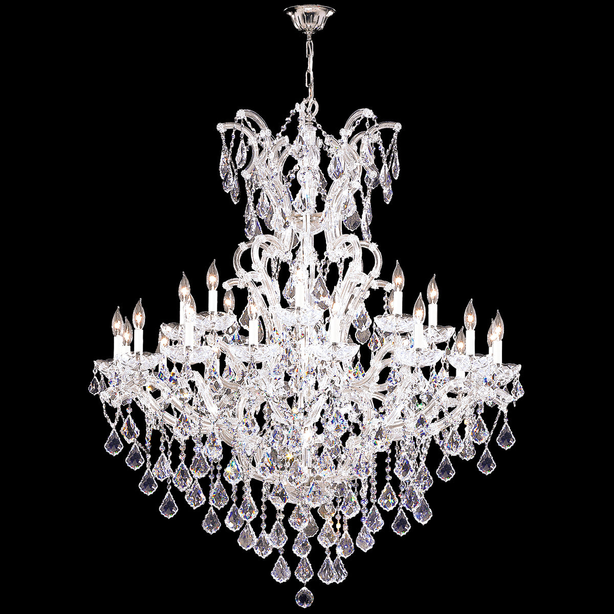James R. Moder Maria Theresa Collection 25-Light Large Entry Crystal Chandelier — Silver, 46in — Castelune Home