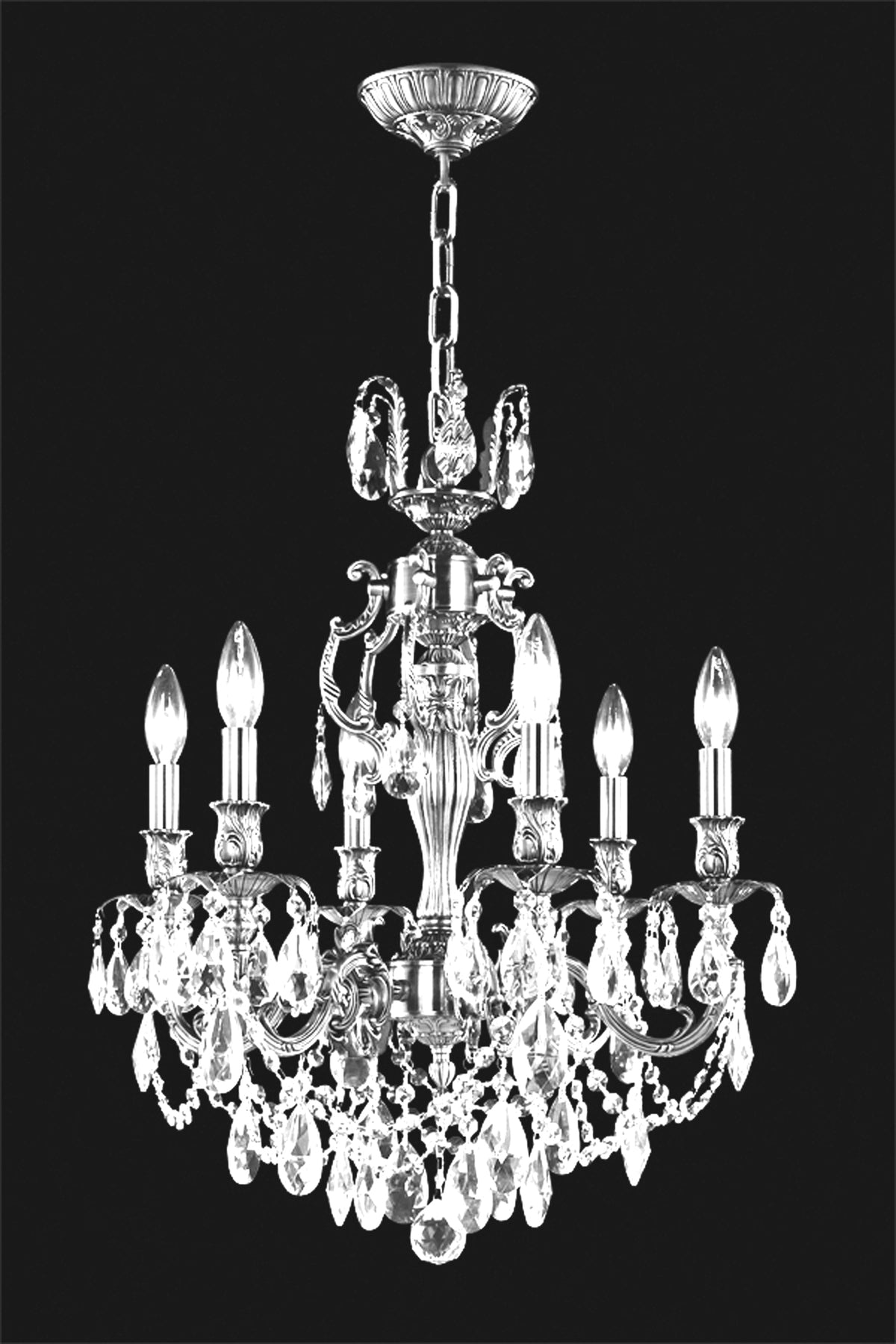 James R. Moder Brindisi Collection 6-Light Crystal Chandelier — Silver, 21in — Castelune Home