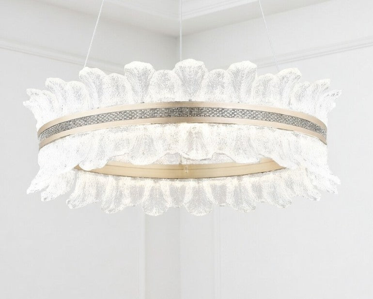 James R. Moder Acrylic Collection LED Dining Room Chandelier — Silver Lustre, 24in — Castelune Home