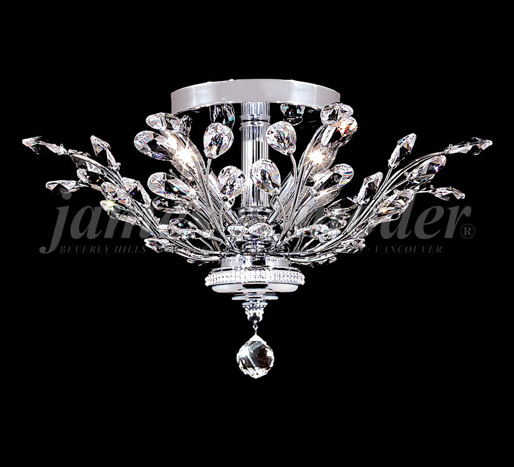 James R. Moder Florale Collection 4-Light Flush Mount — Silver, 21in — Castelune Home