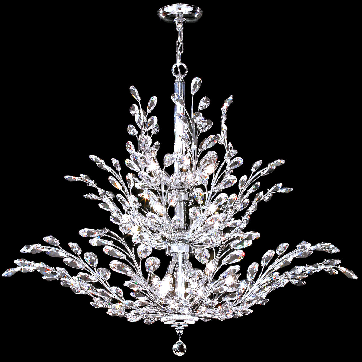 James R. Moder Florale Collection 18-Light Crystal Chandelier — Silver, 38in — Castelune Home