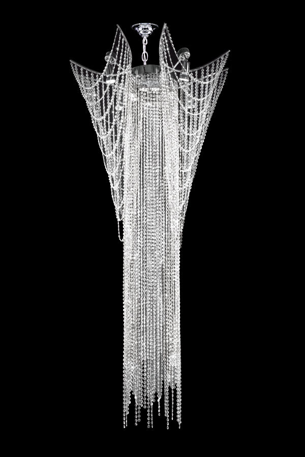 James R. Moder Medallion Collection 12-Light Crystal Chandelier — Silver, 34in — Castelune Home