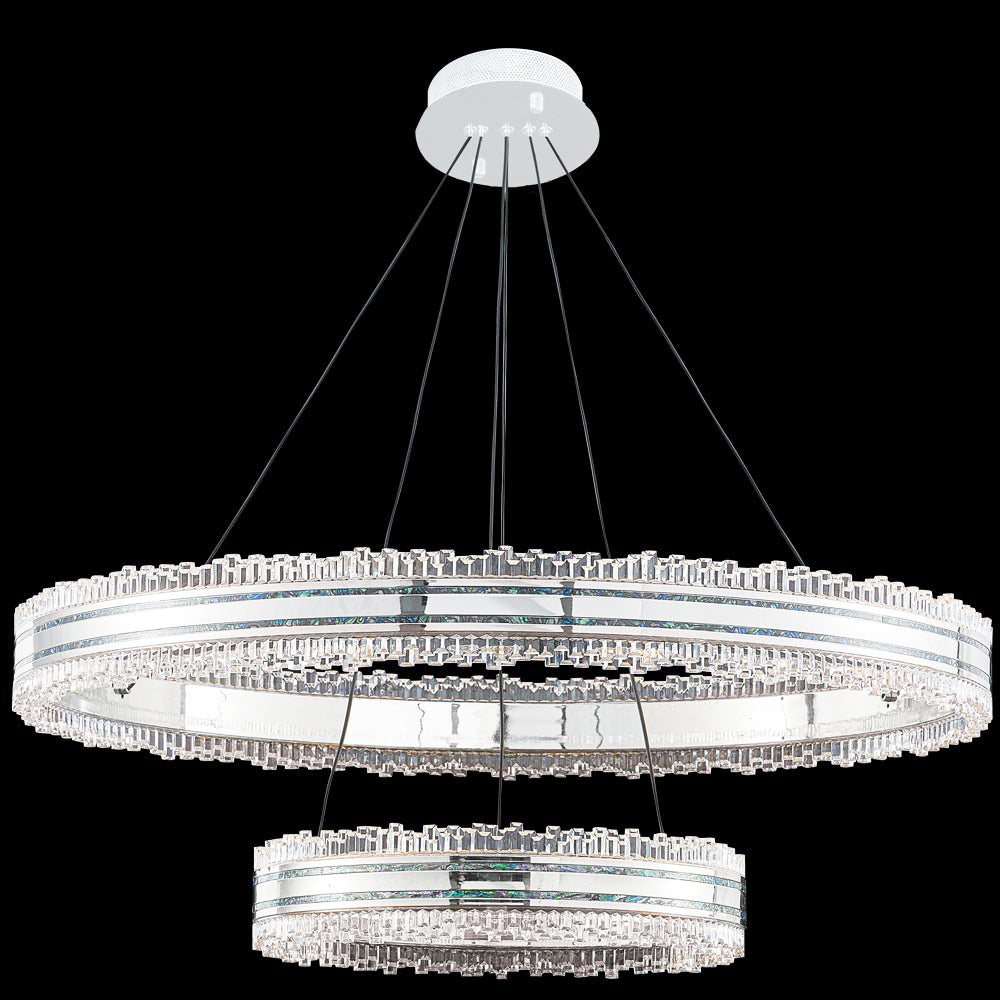 James R. Moder Pearl Collection LED Acrylic Chandelier — Silver/Pearl, 32in — Castelune Home