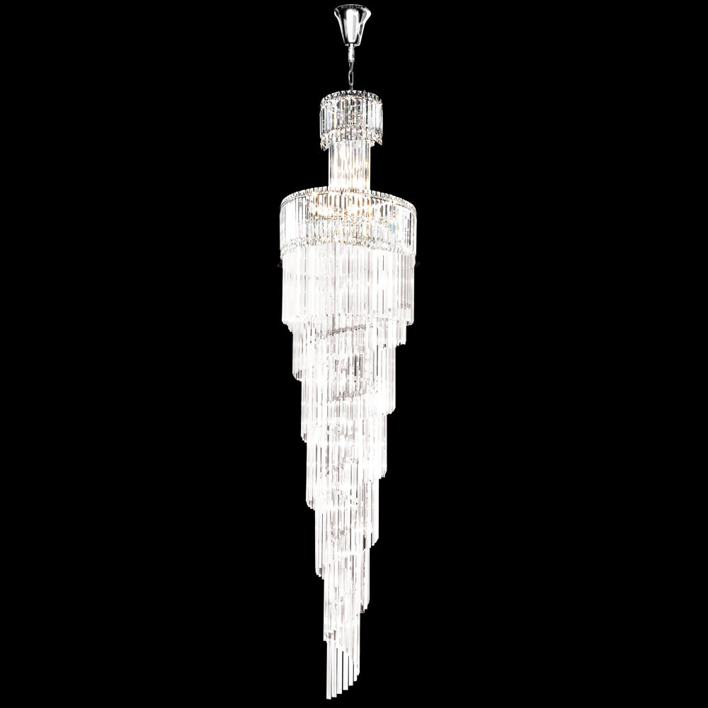 James R. Moder Contemporary Europa Collection 26-Light Large Entry Crystal Chandelier — Silver, 26in — Castelune Home