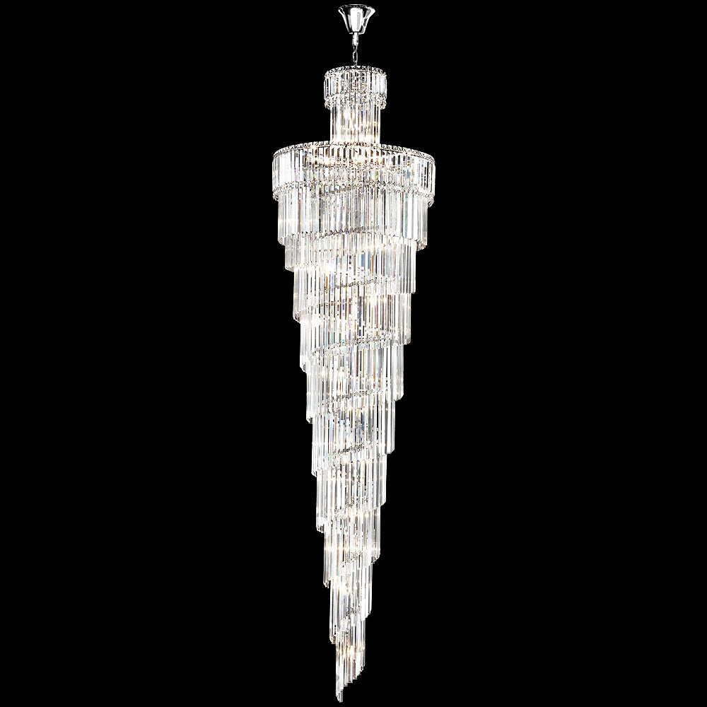 James R. Moder Contemporary Europa Collection 39-Light Large Entry Crystal Chandelier — Silver, 32in — Castelune Home