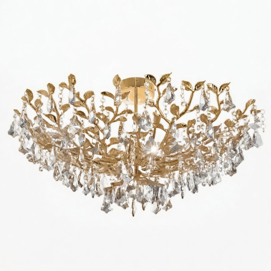 James R. Moder Cast Leaf Collection 12-Light Flush Mount — Gold, 32in — Castelune Home
