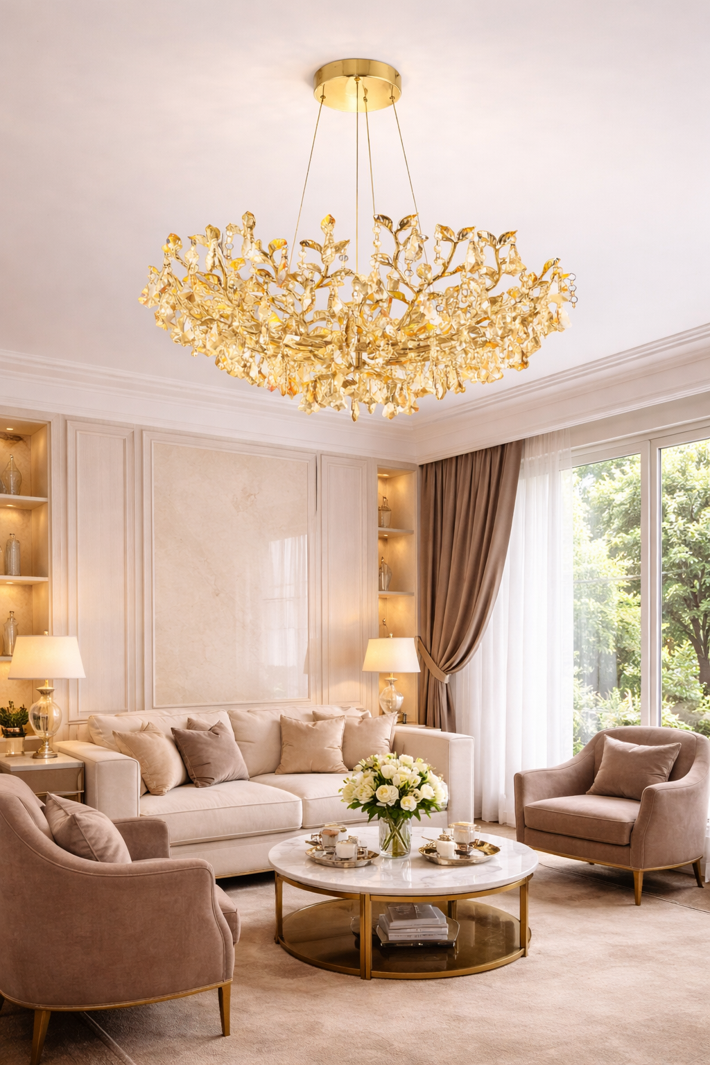 James R. Moder Cast Leaf Collection 8-Light Dining room Chandelier — Gold, 24in — Castelune Home