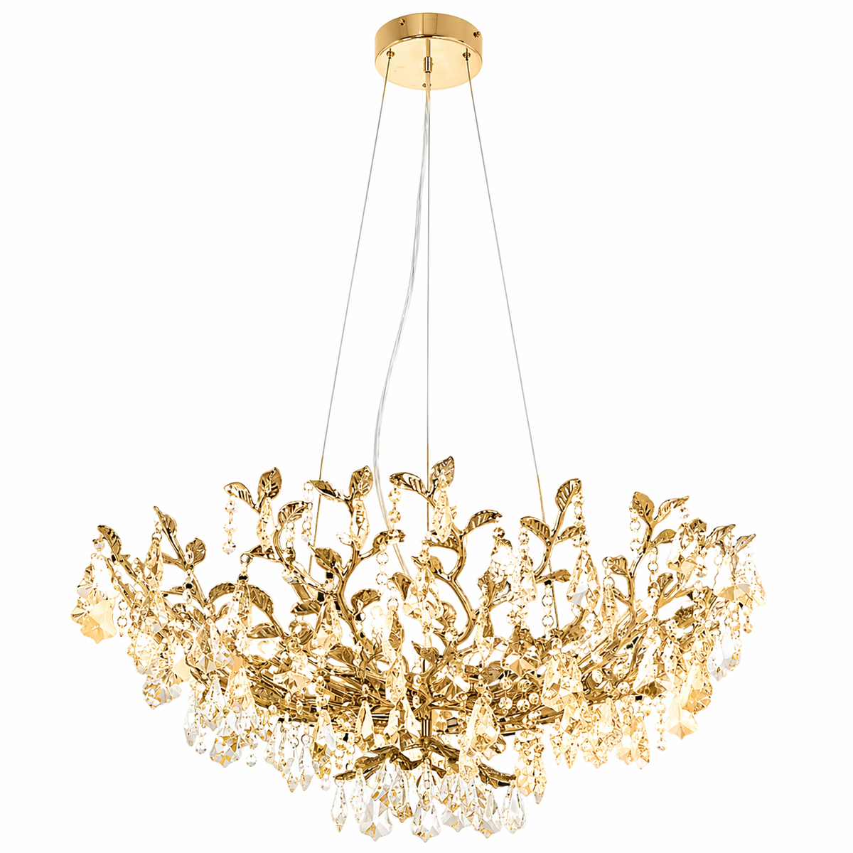James R. Moder Cast Leaf Collection 12-Light Dining room Chandelier — Gold, 32in — Castelune Home