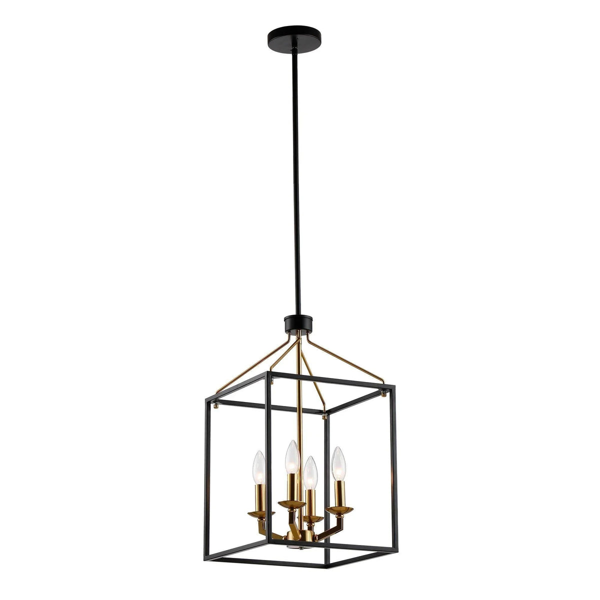 Haymarket 4-Light Matt Black and Golden Caged Chandelier