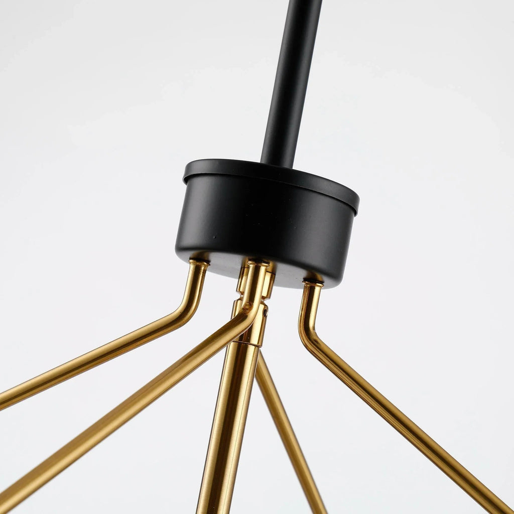 Haymarket 4-Light Matt Black and Golden Caged Chandelier