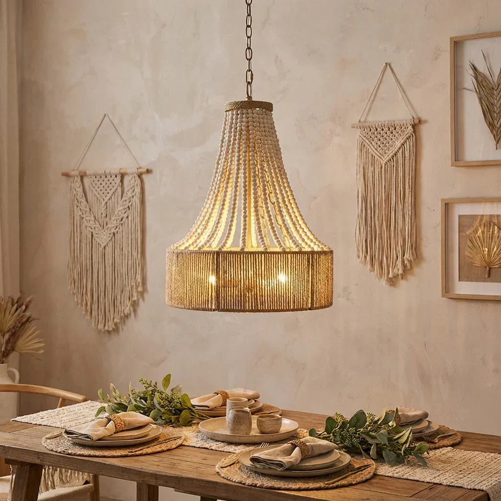 4-Light Golden Bohemian Dry Rated Chandelier