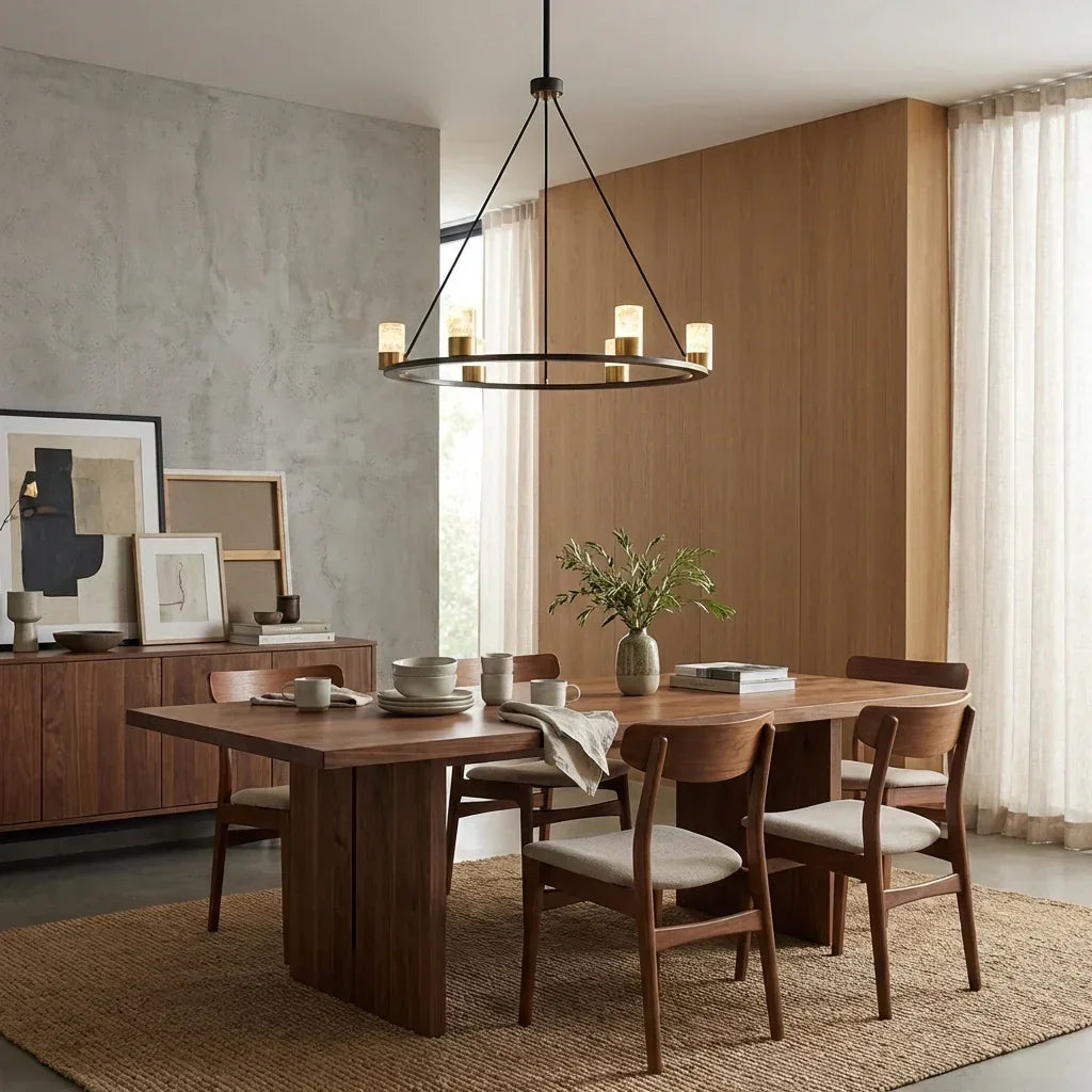 Perimost 31 Inch Alma 6-Light Black Modern Luxury Chandelier